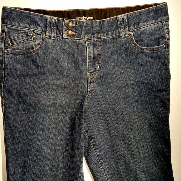 Lane Bryant Capri Denim  sz 16 Jeans  Stretch waist  Tummy Panel  2 button waist - Picture 2 of 11